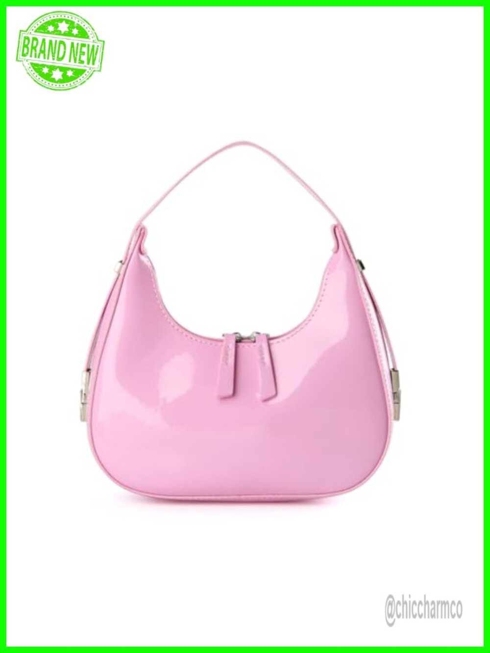 Y2K Crescent Hobo Shoulder Bag Patent Leather Small Underarm Purse